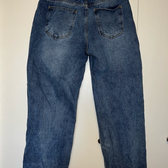 Pretty Little Things Acid Blue Baggy Low Rise Ripped Boyfriend Jeans - Picture 6 of 14